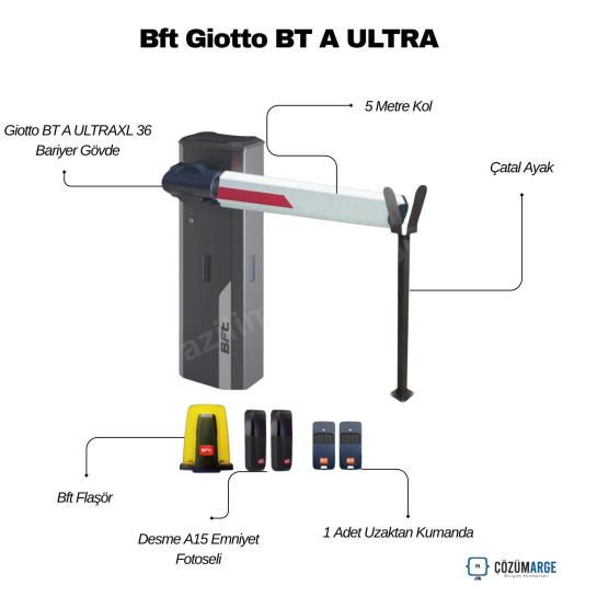 Bft Giotto BT A ULTRA 36XL-5MT bariyer seti, geniş geçiş alanları ve yüksek trafik yoğunluğu olan noktalar için üstün İtalyan teknolojisiyle tasarlanmıştır. 5 metrelik kol uzunluğu ve 24V güçlü motor yapısı sayesinde gün boyu kesintisiz performans sunarken, gelişmiş kontrol kartı ile akıllı engel tanıma güvenliği sağlar. Projelerinizde zaman kazanmanız için sunduğumuz aynı gün kargo avantajı ve kurulum sürecinde her an yanınızda olan uzaktan teknik destek hizmetimizle güvenliğinizi kolayca inşa edebilirsiniz. Endüstriyel tesislerden büyük konut projelerine kadar geniş bir yelpazede kullanılan bu set, dayanıklılığı estetik tasarımla birleştirerek uzun ömürlü ve profesyonel bir kullanım deneyimi vaat eder. , BftGiotto , BftGiottoUltra36XL , 5MetreBariyer , OtomatikBariyerSeti , OtoparkOtomasyonu