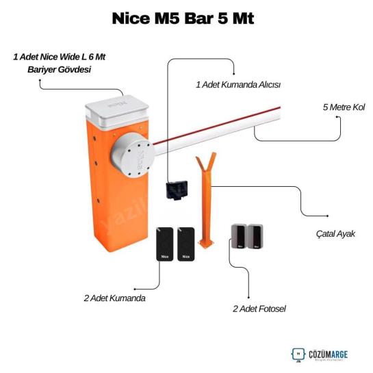 Nice M5 Bar, yoğun trafik akışına sahip endüstriyel tesisler ve geniş otoparklar için tasarlanmış yüksek performanslı bir bariyer sistemidir. 5 metrelik kol uzunluğu ve 3-6 saniye arasındaki açılma hızıyla maksimum verimlilik sağlar. Engel tanıma özelliği ve dayanıklı gövdesiyle güvenliği ön planda tutan M5 Bar, BlueBUS teknolojisi sayesinde kolay kurulum imkanı sunar. Uzun ömürlü kullanım ve prestijli geçiş çözümleri arayanlar için ideal, İtalyan mühendisliği harikası bir üründür. , NiceM5Bar, , EndüstriyelOtoparkBariyeri, , 5MetreKolluBariyer