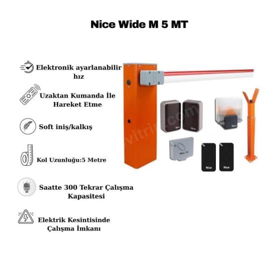 Nice Wide M 5 metre kollu otopark bariyeri; ayarlanabilir hızlı, soft iniş/kalkışlı, uzaktan kumandalı ve elektrik kesintisinde çalışabilen profesyonel bariyer seti. , NiceWideMOtoparkGirişi , Widem5Kit2SiteGirişi , OtoparkBariyeriKamuKurumu , 5MetreKolluBariyerFabrikaGirişi , NiceBariyerSetiOtoparkGirişi , UzaktanKumandalıBariyerOtoparkGirişi , SoftİnişKalkışSiteGirişi