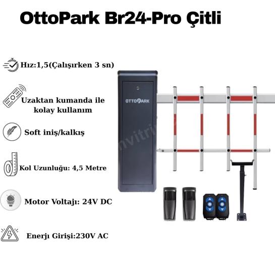 OttoPark Br24-Pro çitli 4,5 metre otomatik otopark bariyeri; uzaktan kumandalı, soft iniş/kalkışlı, 24V DC motorlu ve yüksek güvenlikli çözüm. , OttoParkOtoparkGirişi , Br24ProÇitliOtoparkBariyeri , OtomatikBariyerSiteGirişi , ÇitliBariyerOtoparkGüvenliği , OttoParkUzaktanKumandalı , 4_5MetreKolluBariyer , OtoparkBariyeriKamuKurumu