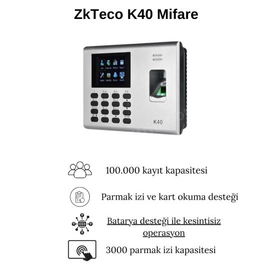 ZkTeco K40 Mifare Parmak İzi Okuyucu Özellikleri ZkTeco K40 Mifare Parmak İzi Okuyucu