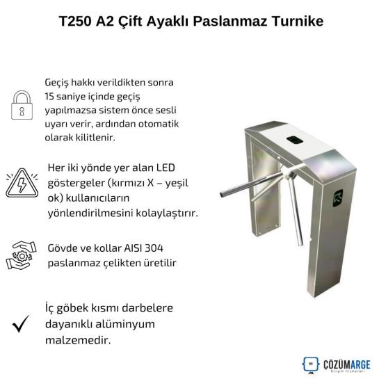 T250 A2 Çift Ayaklı Paslanmaz Turnike T250 A2 Çift Ayaklı Paslanmaz Turnike