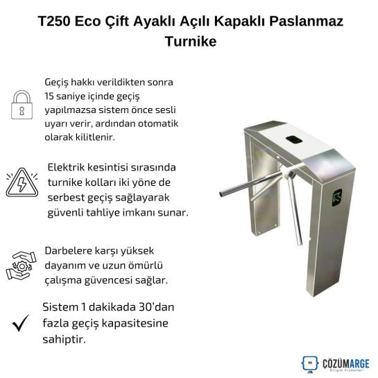T250 Eco Çift Ayaklı Açılı Kapaklı Paslanmaz Turnike T250 Eco Çift Ayaklı Açılı Kapaklı Paslanmaz Turnike