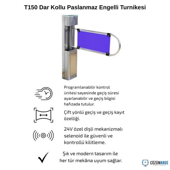 T150 Dar Kollu Paslanmaz Engelli Turnikesi T150 Dar Kollu Paslanmaz Engelli Turnikesi