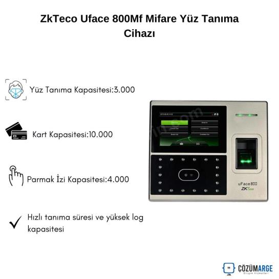 ZkTeco Uface 800Mf Mifare Yüz Tanıma Cihazı ZkTeco Uface 800Mf Mifare Yüz Tanıma Cihazı