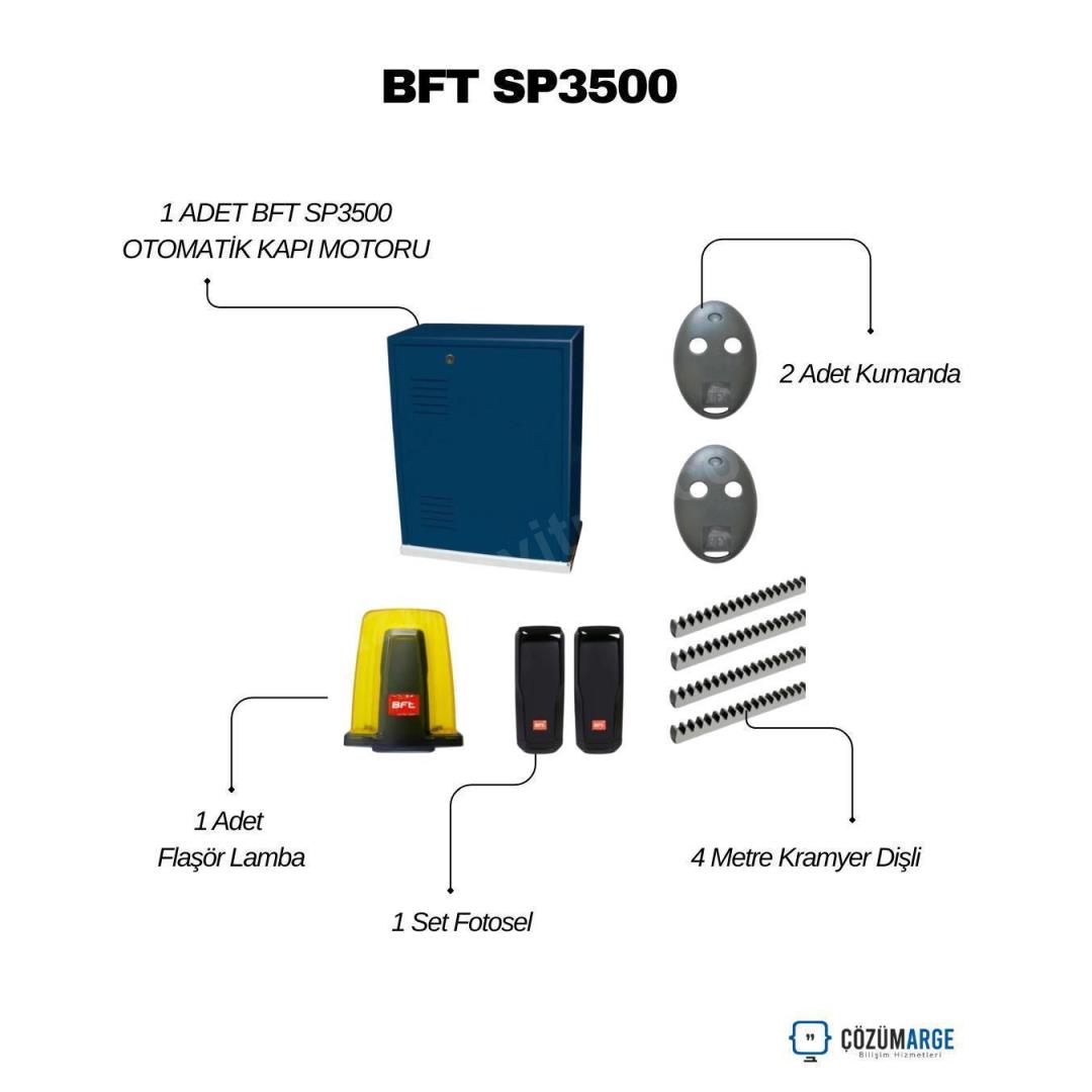 BFT SP 3500 Kit - Ağır Sanayi Tipi Yana Kayar Kapı Motoru Seti İçeriği