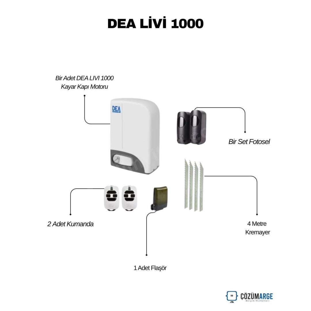 Dea Livi 1000 Kayar Kapı Motoru Seti paket içeriği