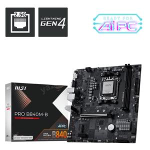 MSI PRO B840M-B AM5 DDR5 8000MHZ(OC) HDMI VGA 2X M.2 USB 5 GBS 2.5G LAN MATX Res5