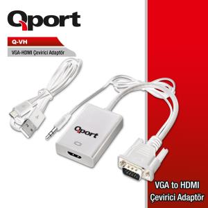 QPORT Q-VH VGA TO HDMI ÇEVİRİCİ + SES KABLOSU Res3