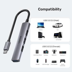 UNITEK TYPE-C TO 4 PORT USB (USB3.0+USB2.0) H1208B Res16