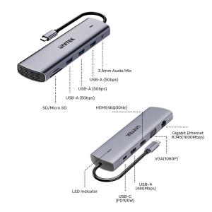 UNITEK UHUB U11+ 11-IN-1 USB-C HUB (D1113BGY01) Res6