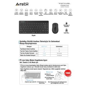 A4 TECH FG2200 AIR2 2.4 SİYAH QMİNİ FN-MM KABLOSUZ SESSİZ SET Res6