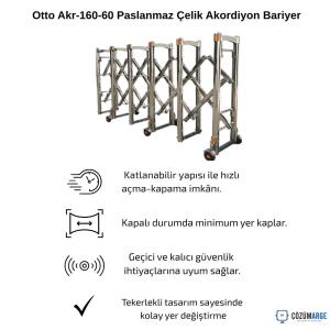 Otto Akr-160-60 Paslanmaz Çelik Akordiyon Bariyer Otto Akr-160-60 Paslanmaz Çelik Akordiyon Bariyer