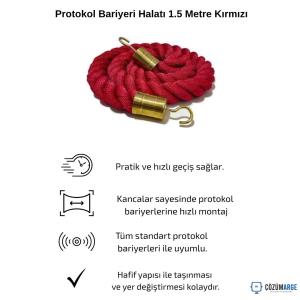 Protokol Bariyeri Halatı 1.5 Metre Kırmızı Protokol Bariyeri Halatı 1.5 Metre Kırmızı