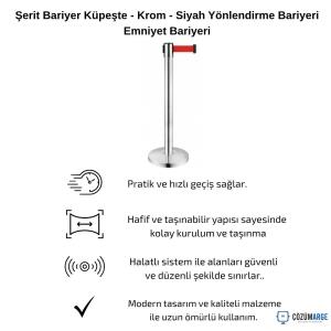 Şerit Bariyer Küpeşte - Krom - Siyah Yönlendirme Bariyeri Emniyet Bariyeri Şerit Bariyer Küpeşte - Krom - Siyah Yönlendirme Bariyeri Emniyet Bariyeri