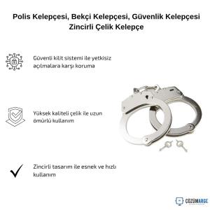 Polis Kelepçesi, Bekçi Kelepçesi, Güvenlik Kelepçesi Zincirli Çelik Kelepçe Polis Kelepçesi, Bekçi Kelepçesi, Güvenlik Kelepçesi Zincirli Çelik Kelepçe