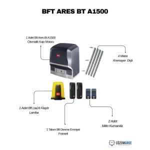 Bft Ares Bt B1500 otomatik kapı motoru seti; 4 metre kremayer dişli, 2 Mitto kumanda, flaşör lamba ve emniyet fotoseli ile tam uyumlu çözüm. , BftAresBTA1500 , KayarKapıMotoruSiteGirişi , OtomatikKapıMotoruVilla , BftMittoKumandaSiteGirişi , BftLta24FlaşörLamba , DesmeEmniyetFotoseliFabrikaGirişi , KremayerDişliOtoparkGirişi