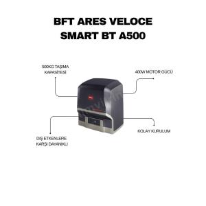 BFT Ares Veloce Smart BT A500, 500 kg taşıma kapasiteli, 400W motor gücüne sahip hızlı kayar kapı motoru; kolay kurulum ve dış etkenlere dayanıklıdır. , BftAresVeloceSiteGirişi , BftA500KayarKapıMotoru , HızlıKapıMotoruVilla , OtomatikKapıMotoruApartmanGirişi , BftDayanıklıBahçeKapısı , KayarKapıMotoruSiteGirişi , Bft500KgFabrikaGirişi