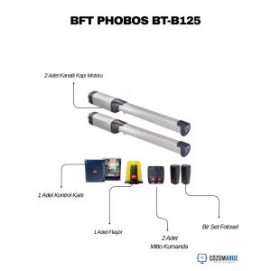 BFT Phobos BT-B25 kit kanatlı kapı motoru seti; 2 motor, kontrol kartı, flaşör, 2 kumanda ve fotosel ile otomatik kapı çözümleri sunar. , BFTKanatlıKapıMotoruVilla , PhobosBTB25SiteGirişi , BFTOtomatikKapıSistemi , KanatlıKapıMotoruFabrikaGirişi , BFTKontrolKartıOtoparkGirişi , FotoselSetiSiteGirişi