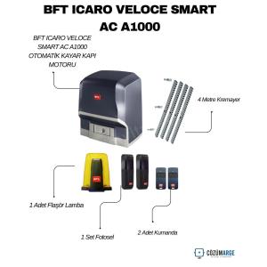 Bft Icaro Veloce Smart AC A1000, 1000 kg taşıma kapasitesine sahip kapılar için hız ve güvenliği bir arada sunan profesyonel bir otomasyon setidir. "Veloce" serisinin sunduğu yüksek hız özelliği sayesinde standart motorlara göre çok daha seri açılma ve kapanma performansı sergiler. Yağ banyolu dişli sistemi sayesinde yoğun trafikte bile ısınmadan, sessiz ve uzun ömürlü çalışır. D-Track akıllı tork yönetim sistemi ile donatılan bu motor, engel algılama konusunda en üst düzey güvenliği sağlar. Fabrikalar, lojistik merkezleri ve siteler için jet hızında İtalyan mühendisliği. , BftIcaroVeloce, , HızlıKapıMotoru, , 1000KgKapıMotoru, , BftIcaroA1000, , EndüstriyelKapıMotoru