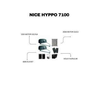 Nice Hyppo 7100 mafsallı kollu kanatlı kapı motoru seti; 3 m/400 kg kapılar için 230V, 250W, 400N kuvvet ve kolay kurulum sunar. , NiceHyppo7100 , MafsallıKapıMotoru , DaireselKapıMotoru , KanatlıKapıOtomasyonu