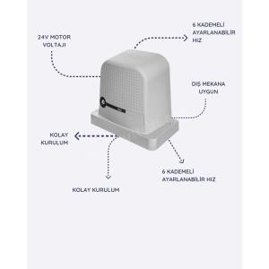 Nice Robus 600, 24V DC kayar kapı motoru seti; 600 kg taşıma, 6 kademeli hız, Bluebus güvenlik, fotosel ve kumanda dahil profesyonel çözümdür. , NiceRobus600BahçeGirişi , KayarKapıMotoruSiteGirişi , Nice24VMotor , Robus600VillaGirişi , 600KgBahçeKapısıMotoru , NiceKayarKapıApartmanGirişi , DışMekanaUygunMotor , KolayKurulumSürgülüKapı