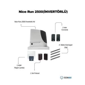 Nice RUN 2500I, 2500 kg taşıma kapasitesiyle endüstriyel yoğun kullanımlar için üretilmiştir. Dahili invertör teknolojisi sayesinde kapı hızını kontrol eder, kalkış ve duruşlarda sarsıntısız bir performans sunarak mekanik ömrü uzatır. BlueBUS emniyet sistemi ve engel tanıma özelliğiyle maksimum güvenlik sağlar. 2,5 tonluk ağır kapılarda bile enerji verimliliği ve hızı bir araya getiren bu profesyonel kit; fabrika, depo ve site girişleri için en ideal otomasyon çözümüdür. , NiceRUN2500I , KayarKapıMotoru , EndüstriyelKapıMotoru , 2500kgKapıMotoru
