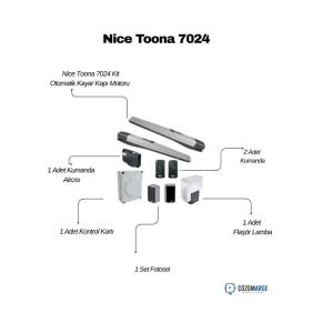 Endüstriyel ve geniş konut girişleri için tasarlanan Nice Toona 7024 Kit, tek kanat genişliği 7 metreye kadar olan ağır kapılarda profesyonel çözüm sunar. 24V DC akıllı motor yapısı sayesinde yoğun kullanım trafiğine tam uyum sağlar ve enerji verimliliği sunar. İki parçalı döküm alüminyum gövdesi, iç mekanizmayı dış etkenlerden koruyarak motorun ömrünü uzatır. BlueBUS teknolojisi ile aksesuarlar kolayca bağlanırken, hassas engel tanıma sistemi güvenliği en üst seviyeye taşır. Sessiz çalışma prensibi ve rüzgar direncine karşı yüksek tork gücüyle, büyük kapıların en güvenilir ve sarsıntısız operatörüdür. , NiceToona7024 , 7MetreKapıMotoru , NiceBahçeKapısıMotoru , AğırHizmetOtomasyonu , NiceToonaKit