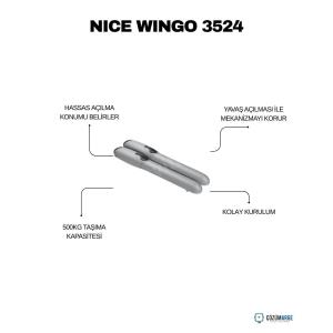 Nice WINGO 3524 KİT dairesel kapı motoru; 500 kg taşıma kapasitesi, hassas açılma, yavaş açılma ve kolay kurulum ile güvenli ve uzun ömürlü otomasyon sunar. , NiceWingo3524 , Wingo3524Kit , DaireselKapıMotoru , KanatlıKapıMotoru , NiceOtomasyon , DaireGirişi , VillaGirişi