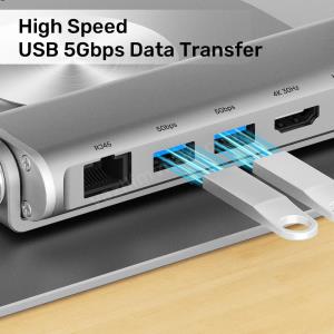 UNITEK 360D METAL 15.6” NOTEBOOK STAND 5in1 VE DOCKING STATION (D1109B) Res5