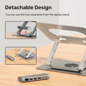 UNITEK 360D METAL 15.6” NOTEBOOK STAND 5in1 VE DOCKING STATION (D1109B) Res9