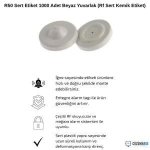 R50 Sert Etiket 1000 Adet Beyaz Yuvarlak (Rf Sert Kemik Etiket) R50 Sert Etiket 1000 Adet Beyaz Yuvarlak (Rf Sert Kemik Etiket)