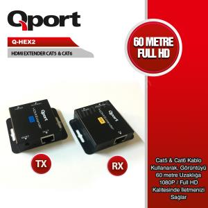 QPORT Q-HEX2 HDMI EXTENDER CAT6 60M 2 Lİ PAKET Res2