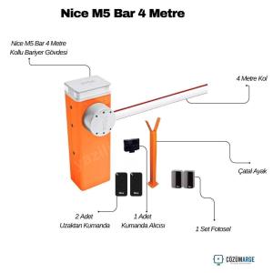 Nice M5 Bar 4 metre kollu endüstriyel otopark bariyeri; 2 uzaktan kumanda, alıcı, fotosel ve çatal ayak içeren profesyonel bariyer seti. , NiceM5BarOtoparkGirişi , KolluBariyerSiteGirişi , EndüstriyelBariyerFabrikaGirişi , NiceM5BarKamuKurumu , OtoparkBariyeriSiteGirişi , NiceKolluBariyerApartmanGirişi , FotoselliBariyerOtoparkGirişi