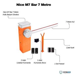 Nice M7 Bar 7 metre kollu endüstriyel otopark bariyeri seti; gövde, çatal ayak, 2 kumanda, kumanda alıcısı ve fotosel ile tam güvenlik sağlar. , NiceM7BarOtoparkGirişi , NiceM7BarEndüstriyelOtopark , KolluBariyerSiteGirişi , OtoparkBariyeriFabrikaGirişi , NiceM7BarKamuKurumu , 7MetreKolluBariyerOtopark , FotoselliBariyerGenişGiriş