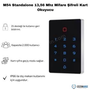 M54 Standalone 13,56 Mhz Mifare Şifreli Kart Okuyucu M54 Standalone 13,56 Mhz Mifare Şifreli Kart Okuyucu