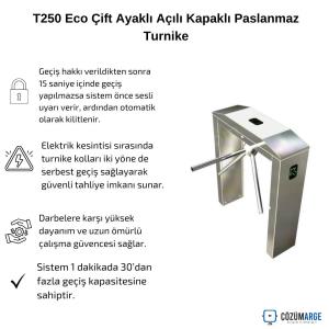T250 Eco Çift Ayaklı Açılı Kapaklı Paslanmaz Turnike T250 Eco Çift Ayaklı Açılı Kapaklı Paslanmaz Turnike